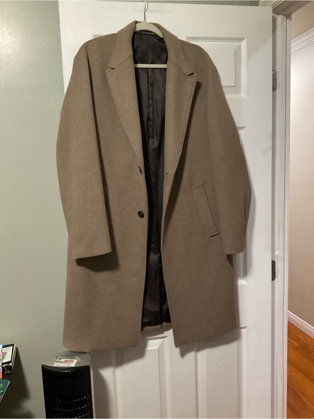 Women’s Single-Breasted Pea Coat in Taupe